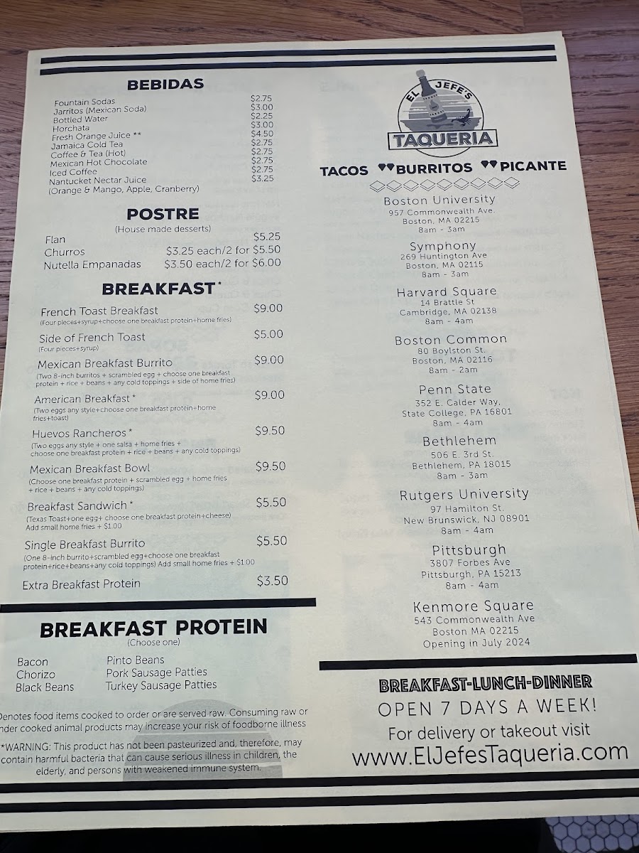 El Jefe's Taqueria - Boston Common Menu - Image 4